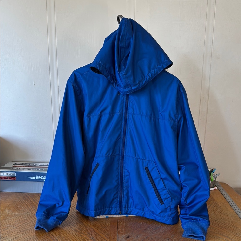 Nike Blue Hooded Windbreaker with Elastic Cuffs